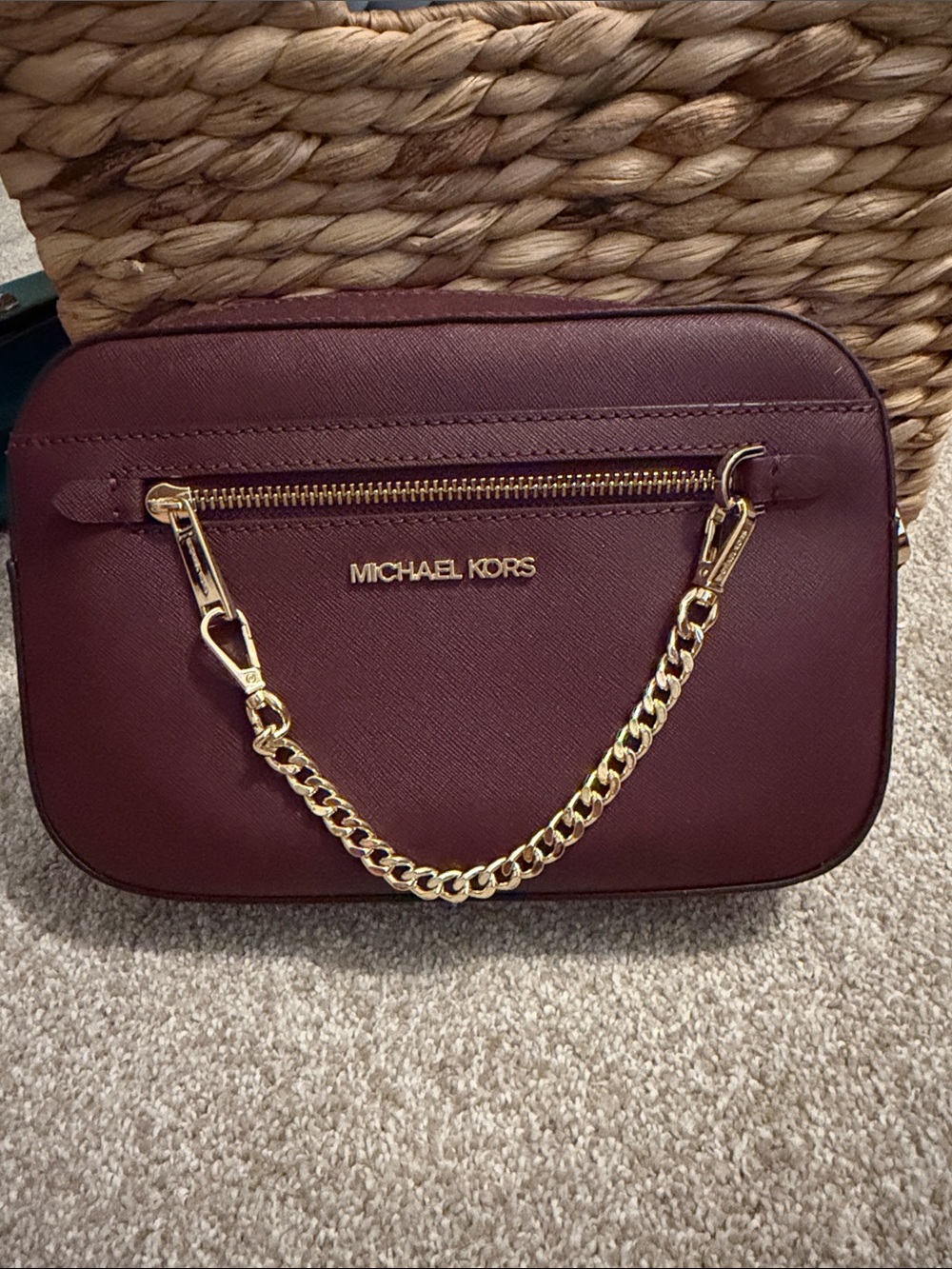 Michael Kors Wine Crossbody Bag with Gold Hardware